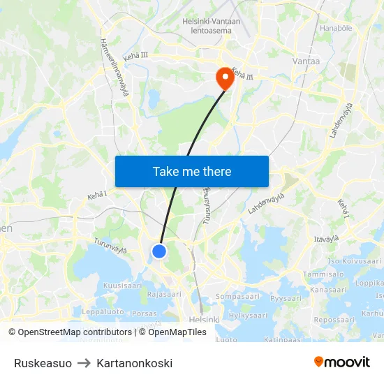Ruskeasuo to Manor Rapids map