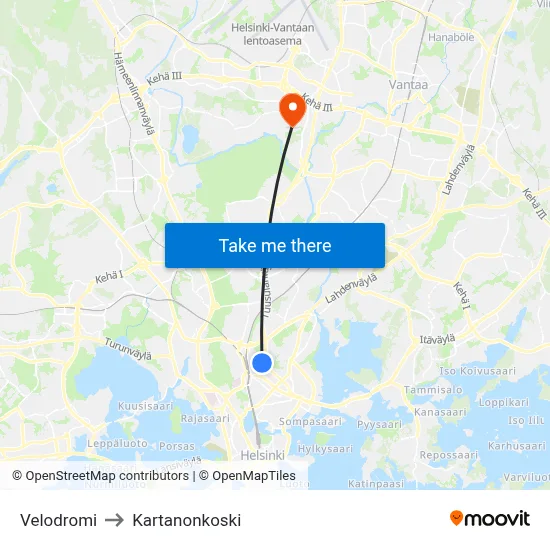 Velodrome to Manor Rapids map