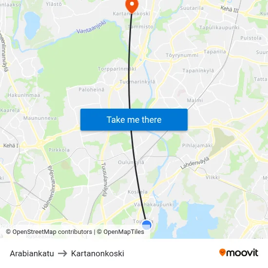 Arabia Street to Manor Rapids map