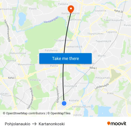 Pohjola Square to Manor Rapids map