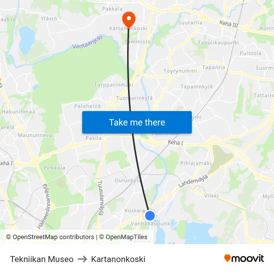 Museum of Technology to Manor Rapids map