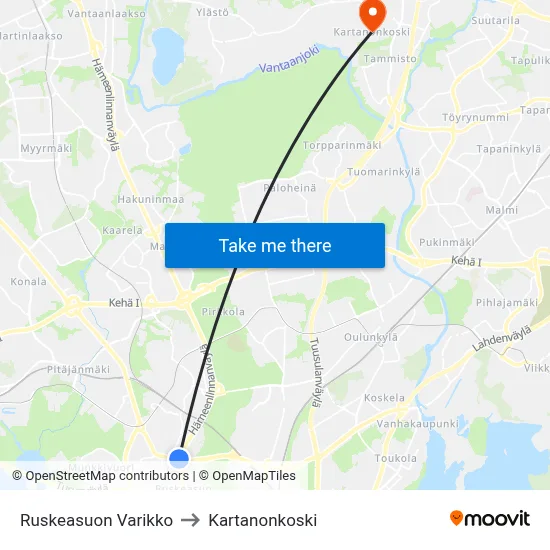 Ruskeasuo Depot to Manor Rapids map
