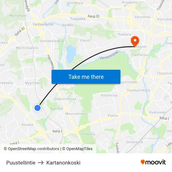 Puustellintie to Manor Rapids map