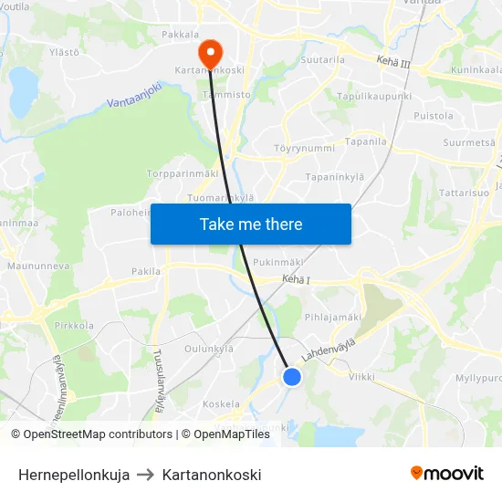 Hernepellonkuja to Manor Rapids map