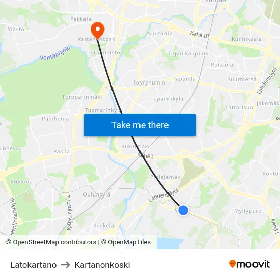 Latokartano to Manor Rapids map
