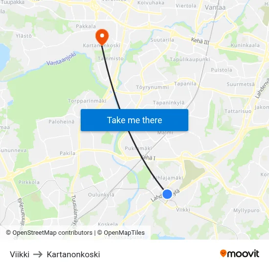 Viikki to Manor Rapids map