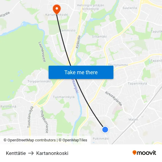 Kenttätie to Manor Rapids map