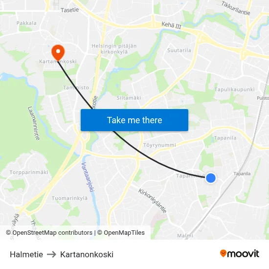 Halmetie Road to Manor Rapids map