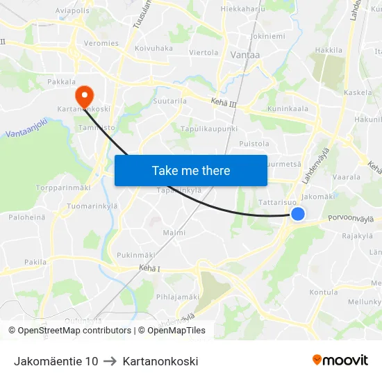 10 Jakomäentie to Manor Rapids map