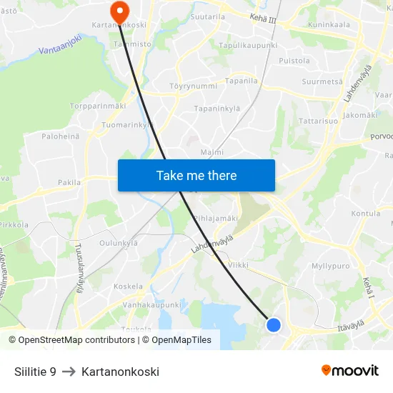 Siilitie 9 to Manor Rapids map