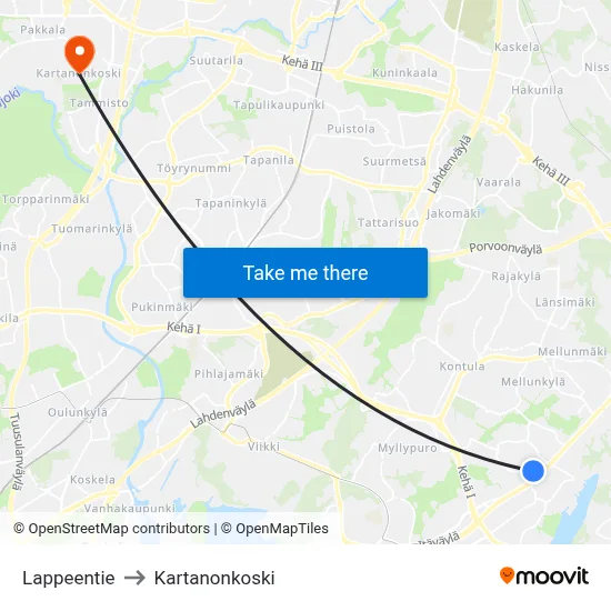 Lappeentie to Manor Rapids map