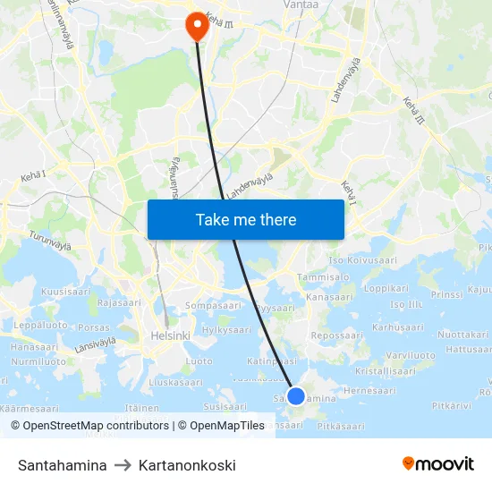 Santahamina to Manor Rapids map