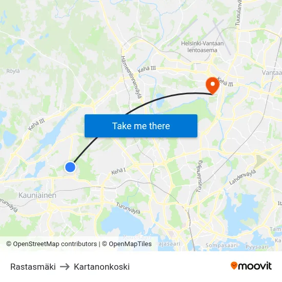 Rastasmaki to Manor Rapids map