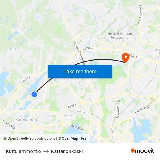 Kuttulampi Road to Manor Rapids map