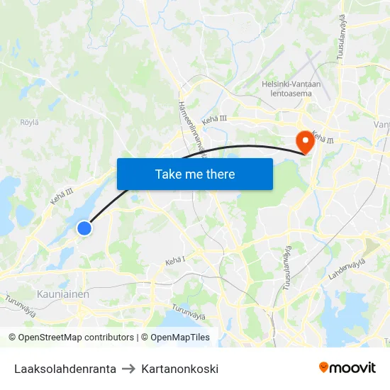 Laaksolahti Shore to Manor Rapids map