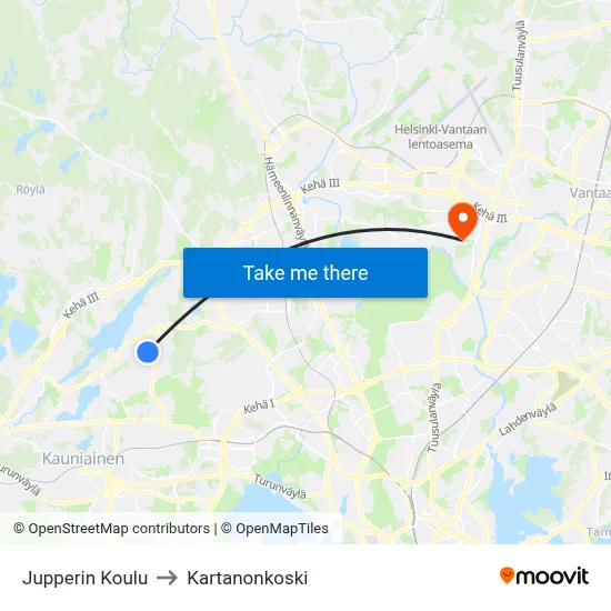 Jupperi School to Manor Rapids map
