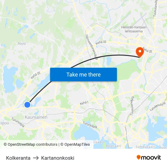 Kolkeranta to Manor Rapids map