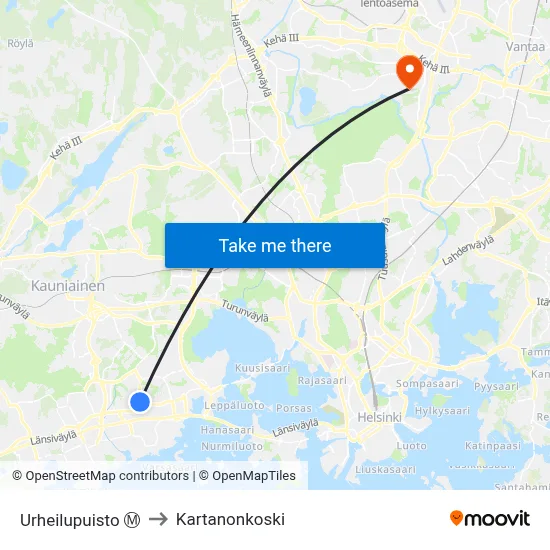 Urheilupuisto Ⓜ️ to Manor Rapids map