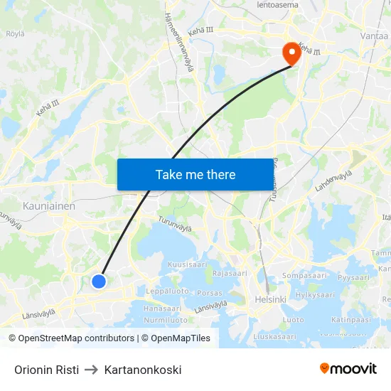 Orion's Cross to Manor Rapids map