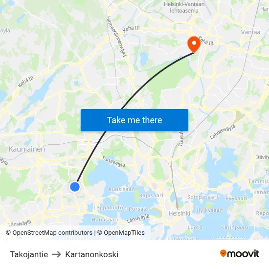 Takojantie Road to Manor Rapids map
