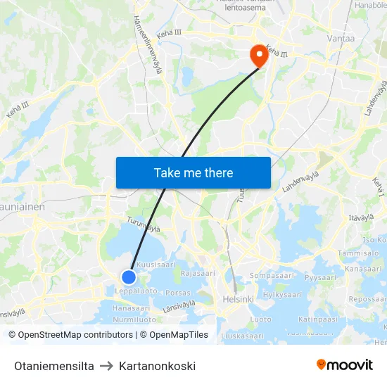 Otaniemi Bridge to Manor Rapids map