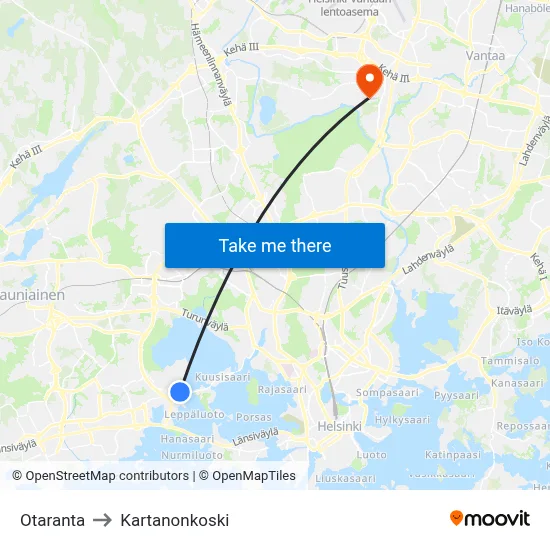 Otaranta to Manor Rapids map