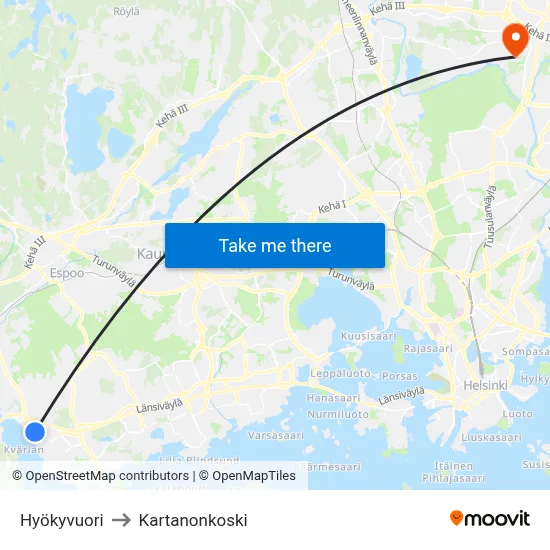 Hyokyvuori to Manor Rapids map