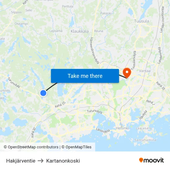 Hakjärventie to Manor Rapids map
