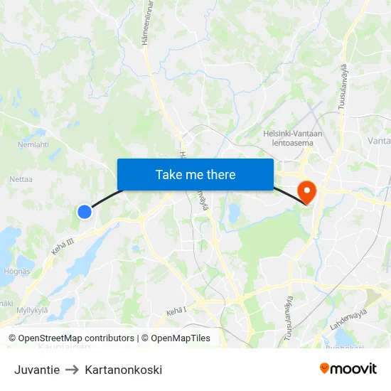 Juvantie to Manor Rapids map