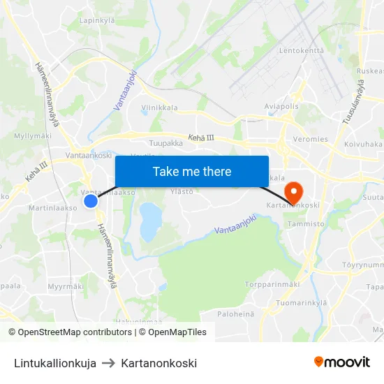 Lintukallio Alley to Manor Rapids map