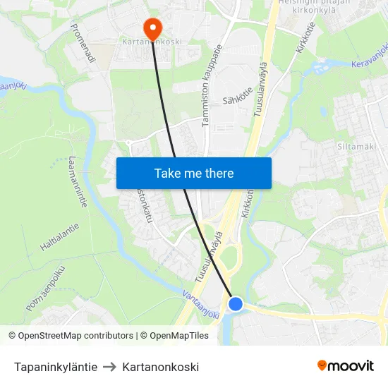 Tapaninkyla Road to Manor Rapids map