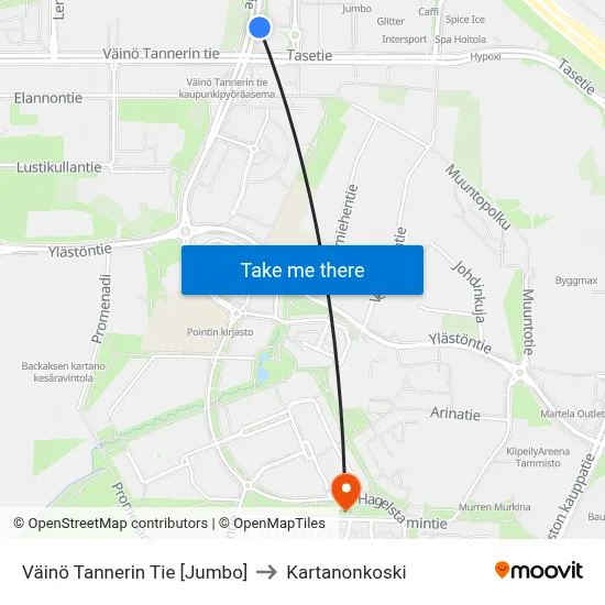 Väinö Tannerin Tie 🛍️ to Manor Rapids map