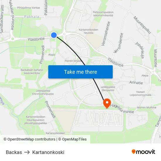 Backas to Manor Rapids map