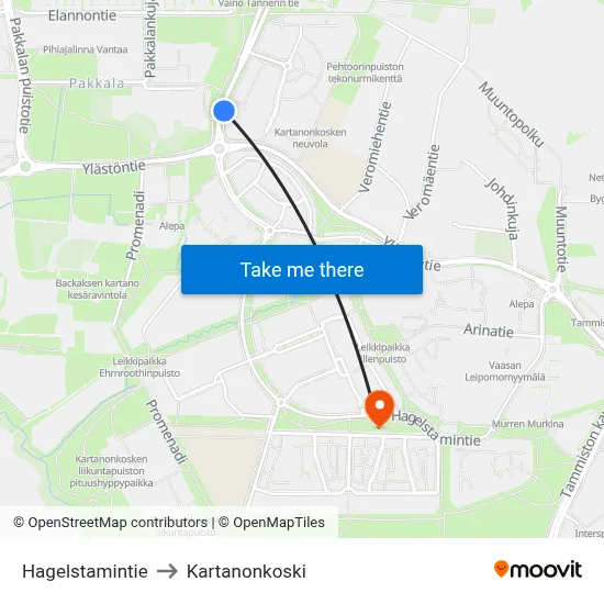 Hagelstam Road to Manor Rapids map