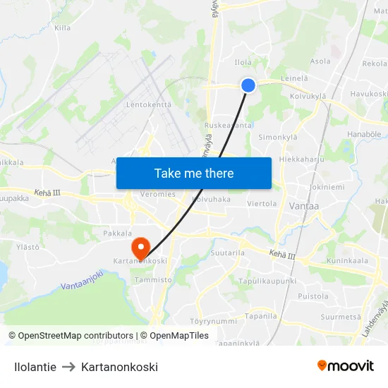 Ilolantie Road to Manor Rapids map