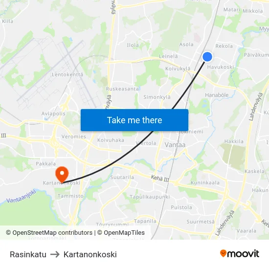 Rasi Street to Manor Rapids map