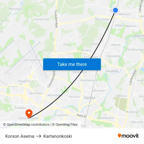 Korso Station to Manor Rapids map