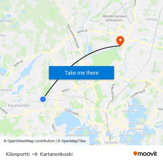 Kilonportti to Kartanonkoski map