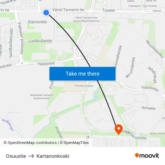 Osuustie to Manor Rapids map