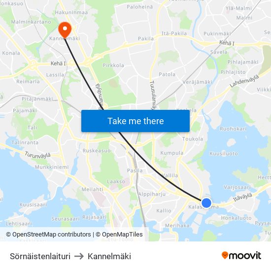 Sörnäistenlaituri to Kannelmäki map