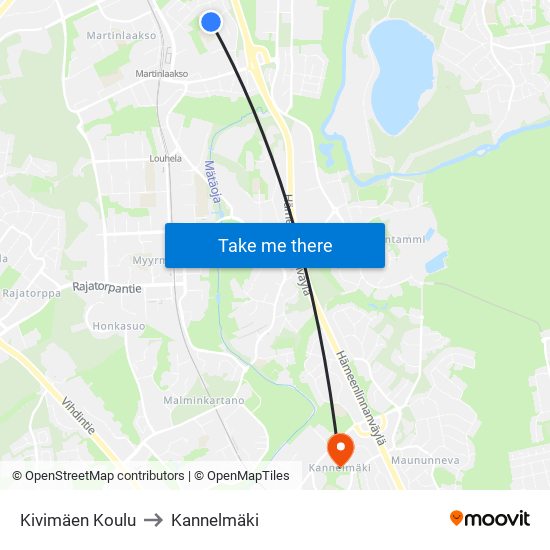 Kivimäen Koulu to Kannelmäki map