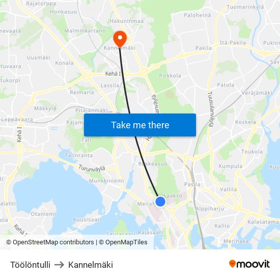 Töölöntulli to Kannelmäki map