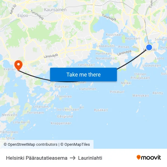 Helsinki Päärautatieasema to Laurinlahti map