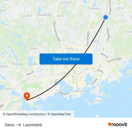 Savio to Laurinlahti map