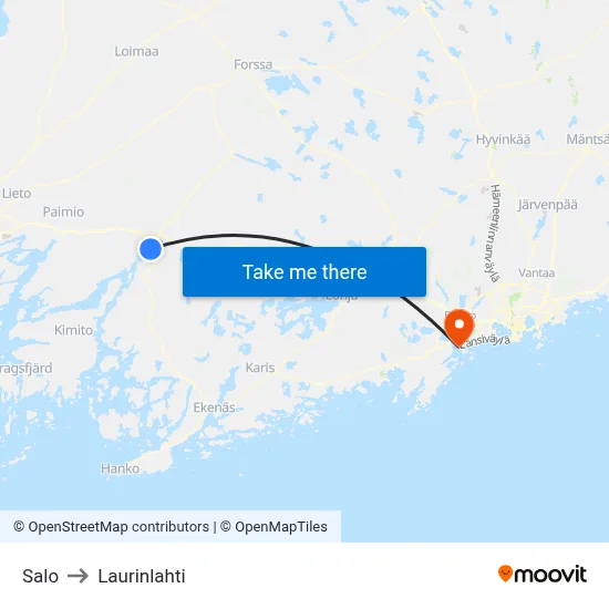 Salo to Laurinlahti map