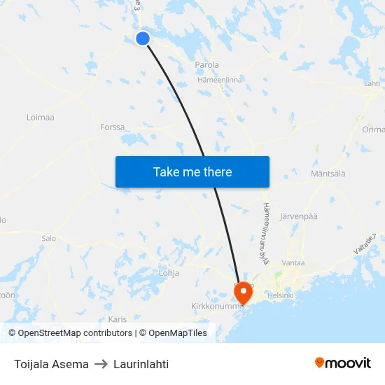 Toijala Station to Laurinlahti map