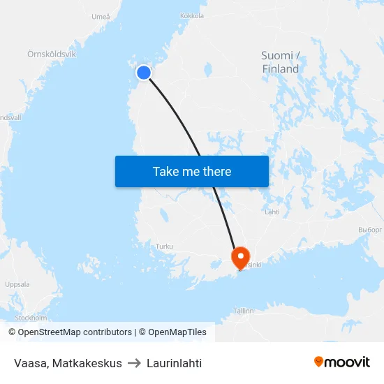Vaasa Travel Center to Laurinlahti map