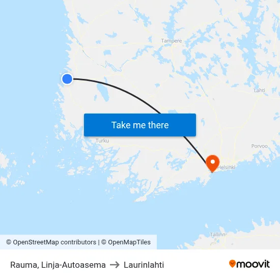 Rauma Bus Station to Laurinlahti map