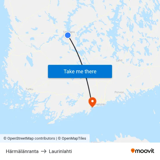 Harmalanranta to Laurinlahti map