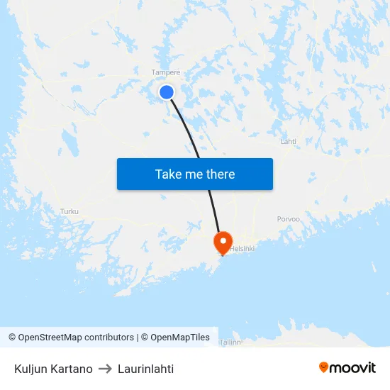 Kulju Manor to Laurinlahti map